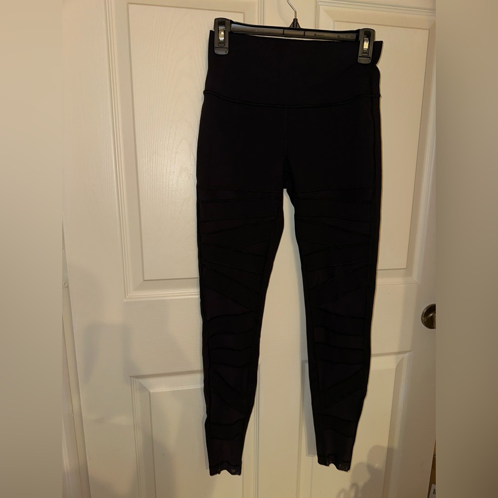 Lululemon Athletica Black Wunder Under Tech mesh panel Leggings 8 Gym activewear
